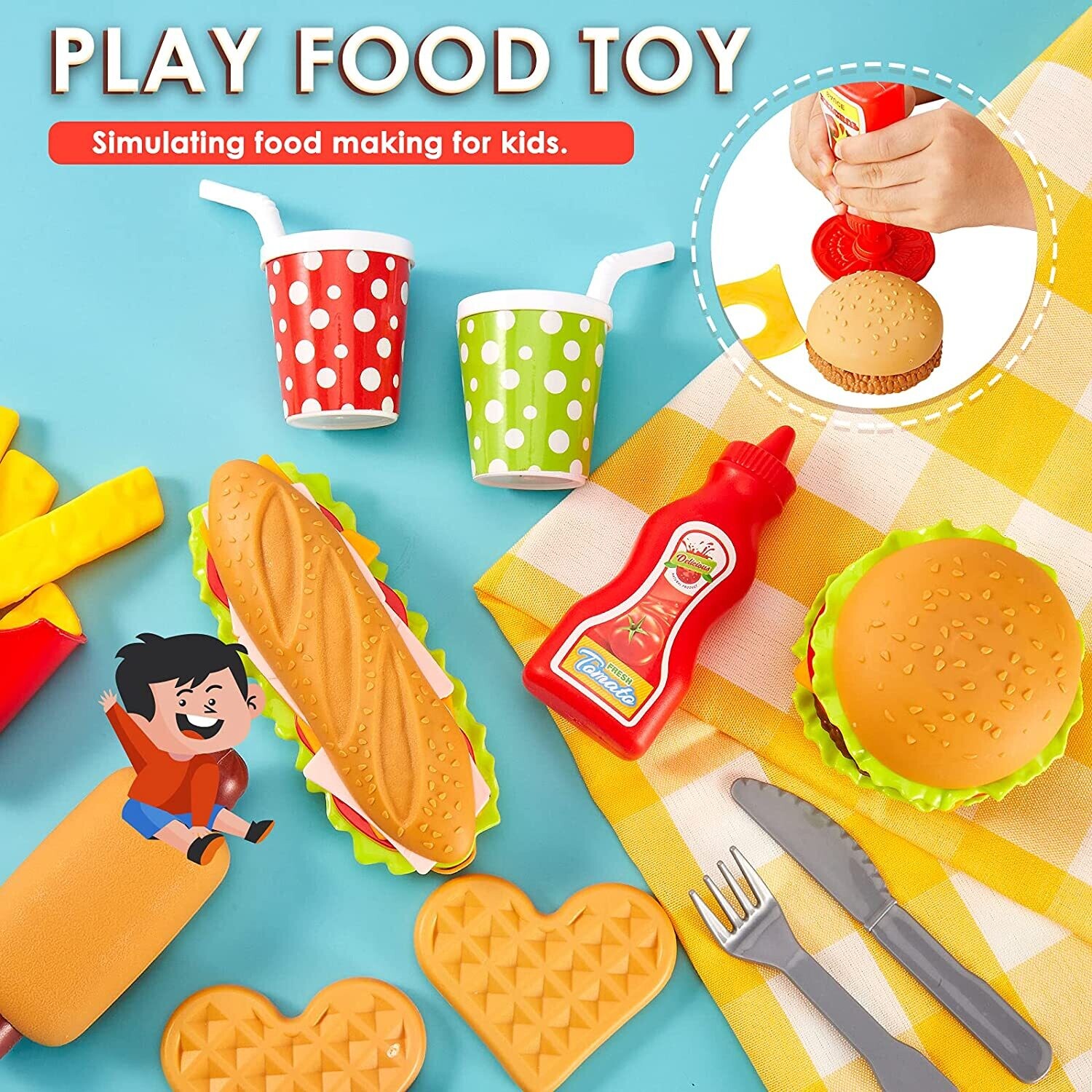 Pretend Play Food Set with Tray