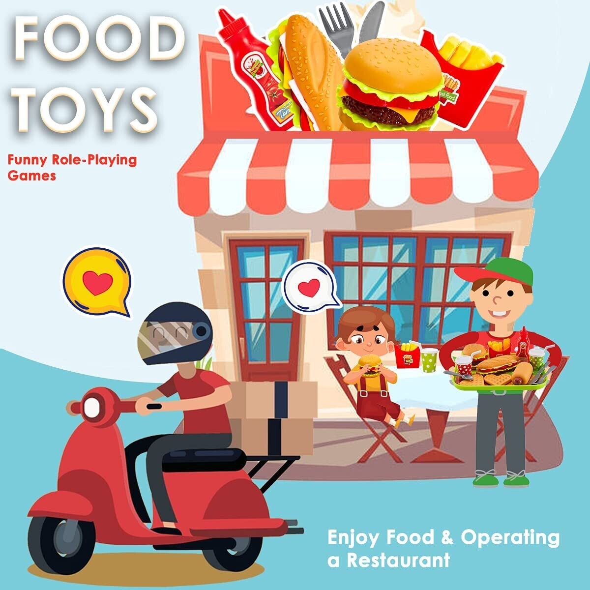 Pretend Play Food Set with Tray