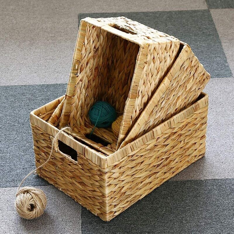 Natural Woven Closet Organiser Basket Bin