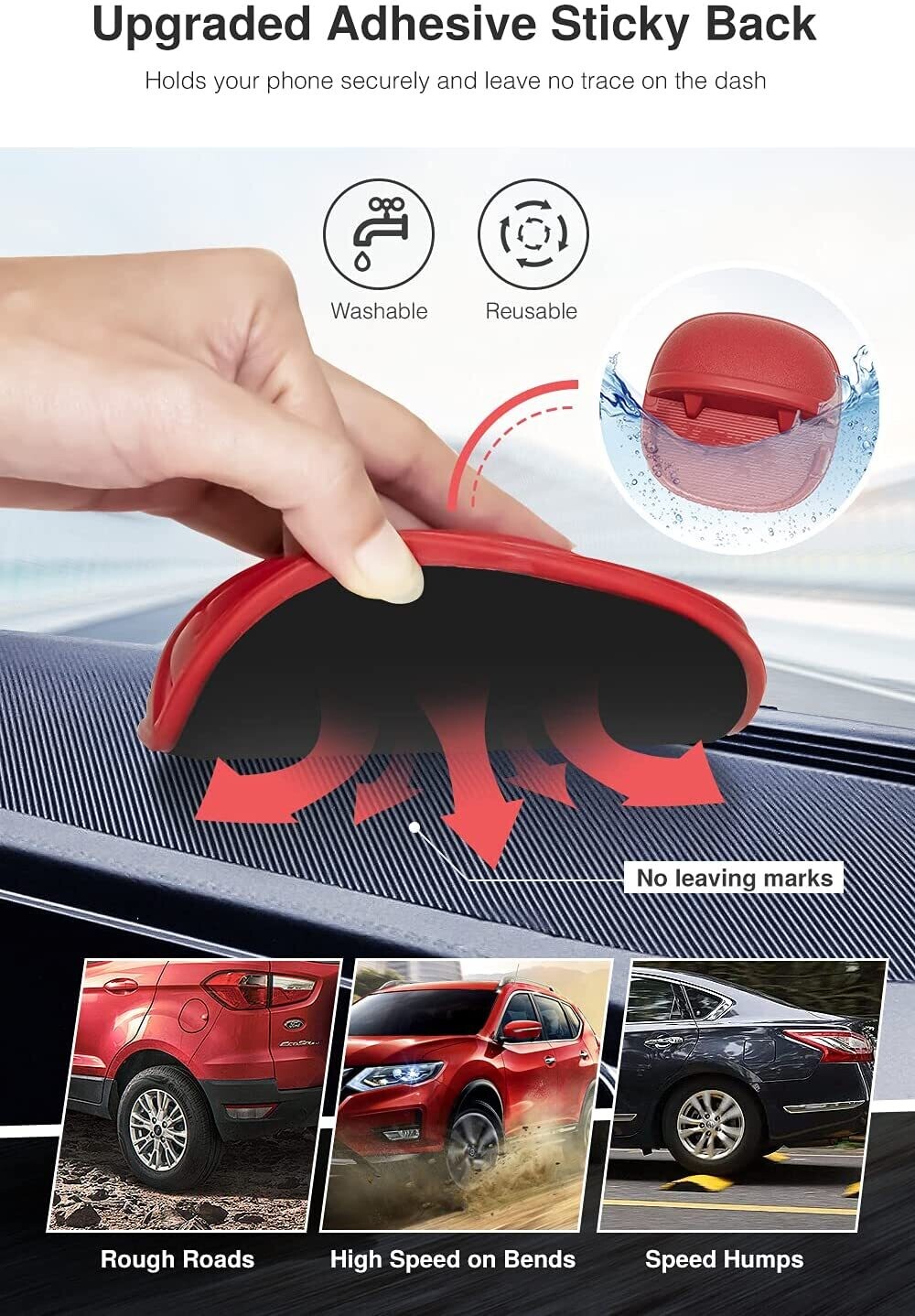 Car Phone Holder for Dashboards – Slip-Free Desk Phone Stand, Compatible with iPhone, Samsung, Android Smartphones, GPS Devices