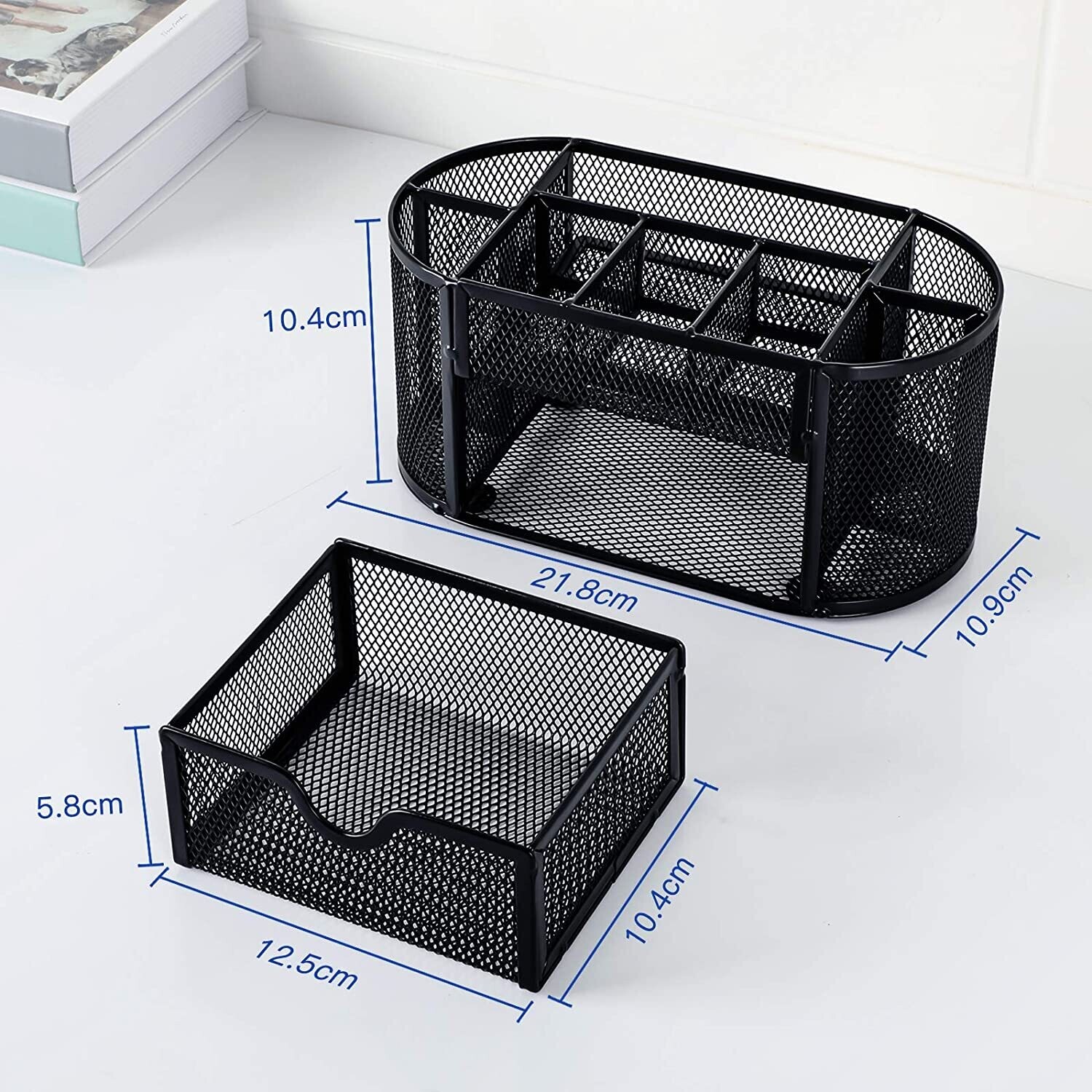 Mesh Desk Tidy &amp; Pen Holder with 8 Compartments and 1 Drawer