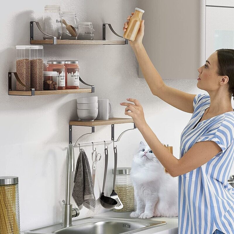 Rustic Shelves Set of 3, 18kg Weight Capability