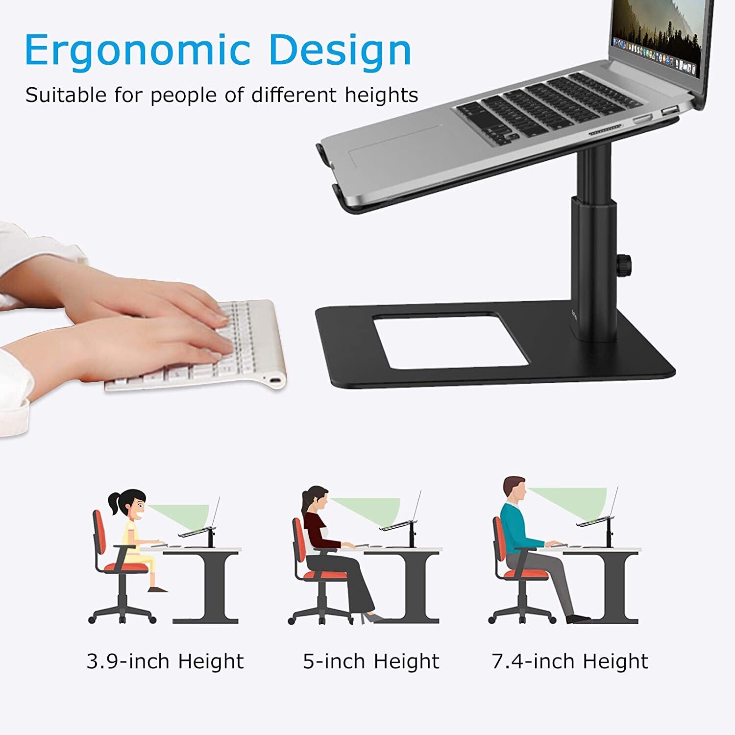 Height Adjustable Lapdesk with Ventilated Laptop Holder for Ergonomic Comfort and Improved Airflow During Laptop Use