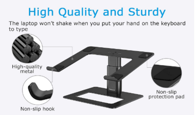 Height Adjustable Lapdesk with Ventilated Laptop Holder for Ergonomic Comfort and Improved Airflow During Laptop Use