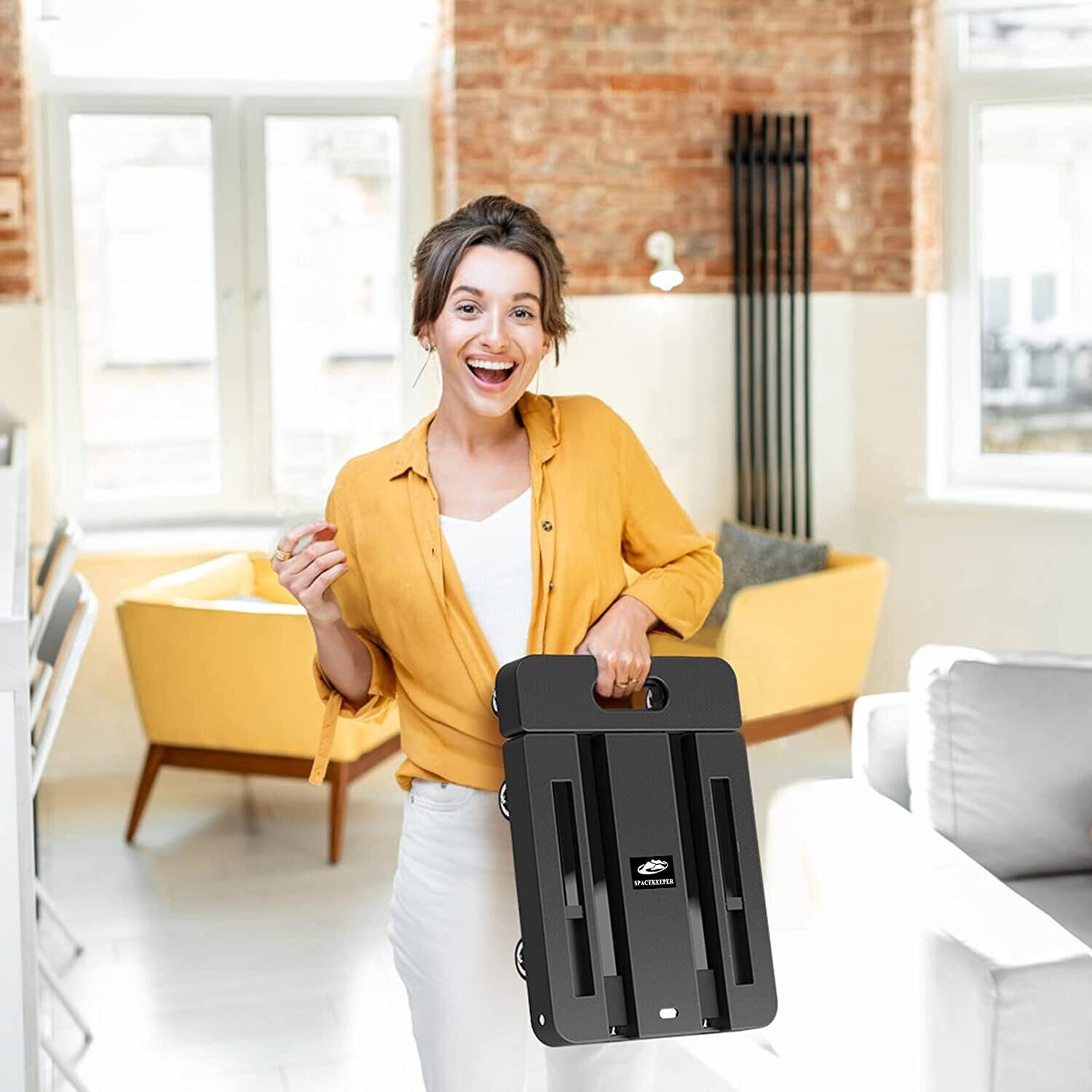 Heavy Duty Platform Trolley with 6 Wheels and 2 Elastic Ropes for Easy Transport of Heavy Loads, Durable and Stable Cart for Home, Office, and Industrial Use
