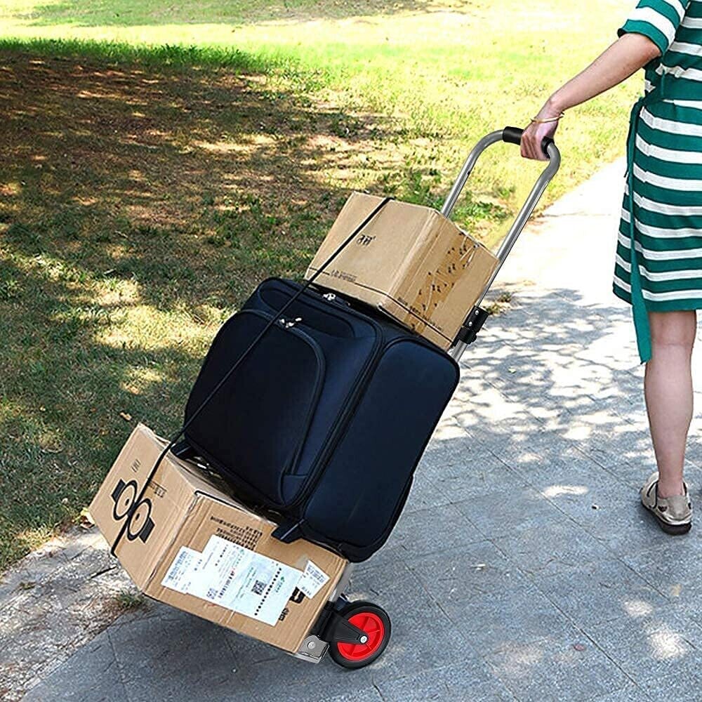 Folding Steel Sack Truck with Adjustable Height, Heavy Duty Trolley for Moving and Transport