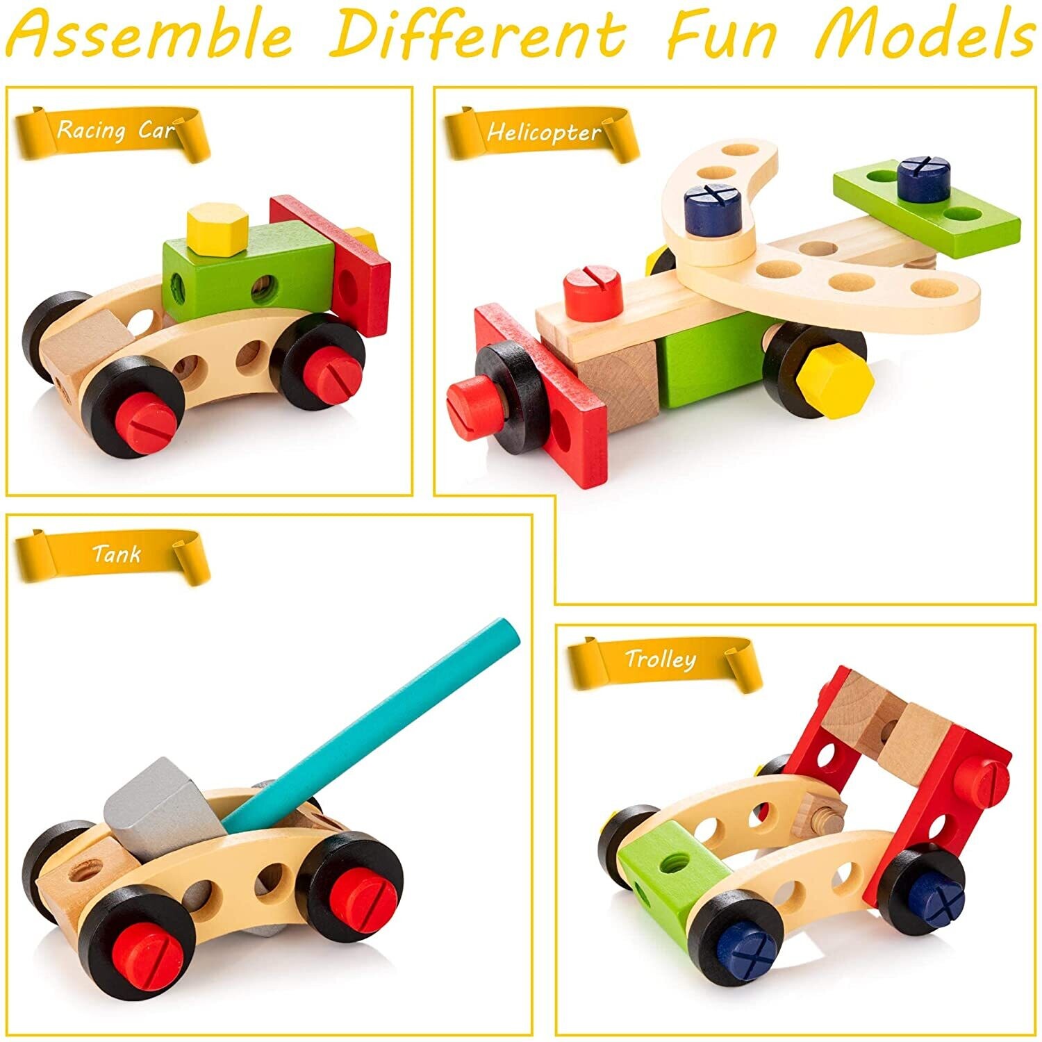 Box with Colorful Wooden Tools – Creative Playset for Kids, Educational Toy Set with Safe, Non-Toxic Materials for Learning and Development