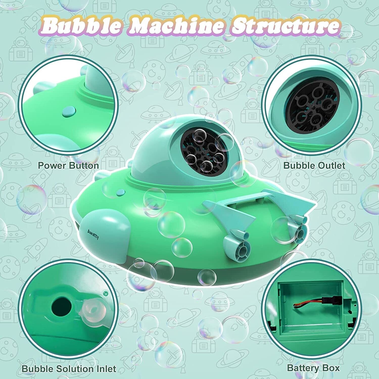 Portable Bubble Maker Toy for Kids Toddlers
