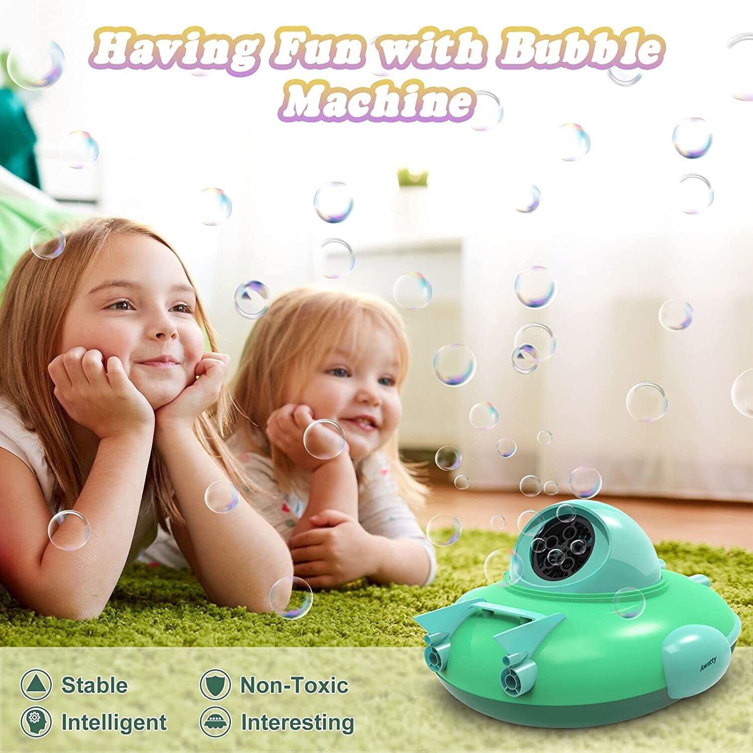 Portable Bubble Maker Toy for Kids Toddlers