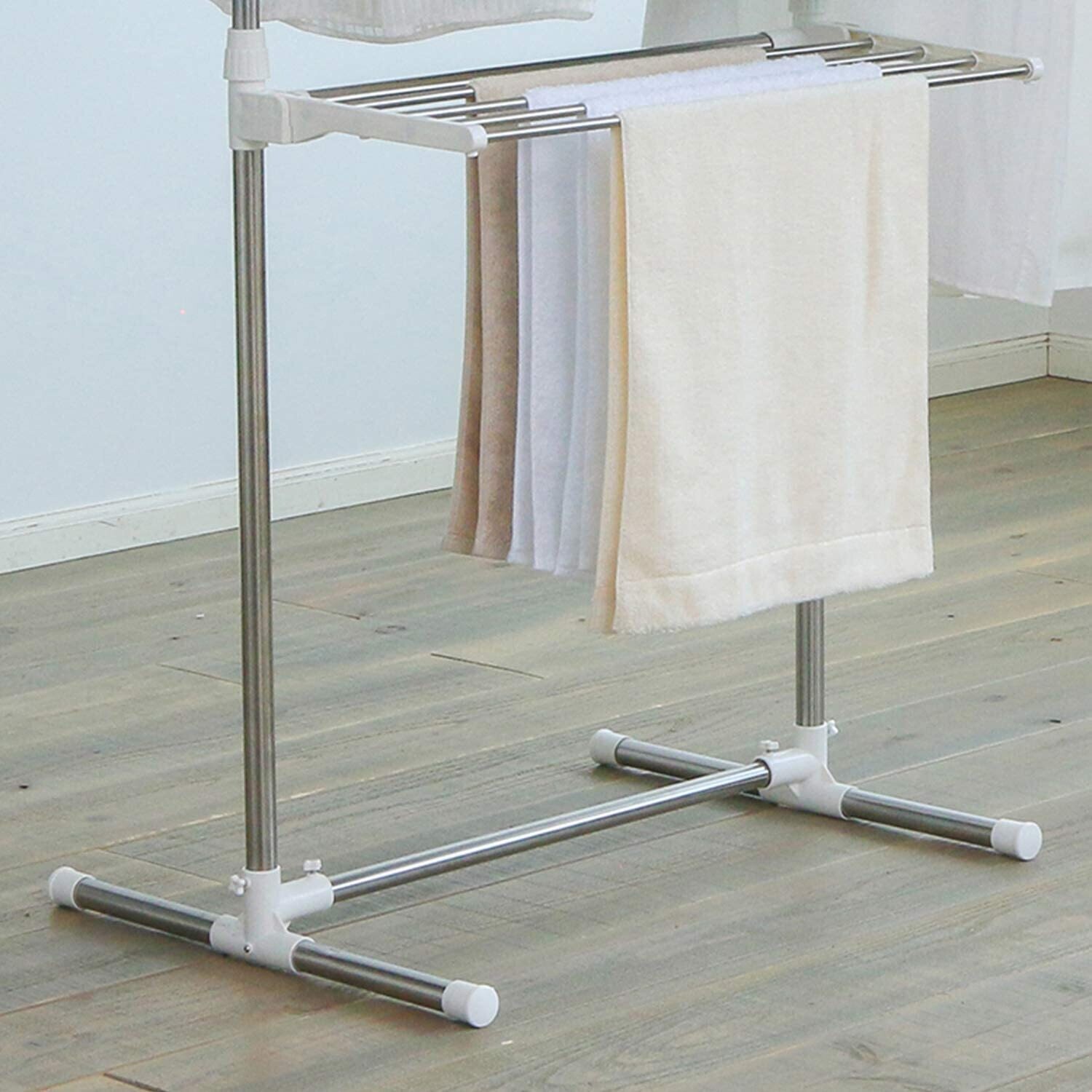 Clothes Rack, 2 Levels, Adjustable, Foldable, Heavy Duty Storage Stand for Bedroom, Living Room, or Laundry Room