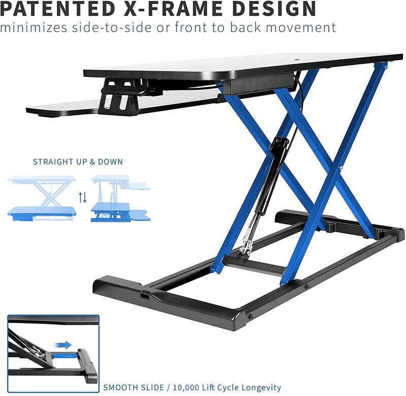Height Adjustable Desk Stand Sit to Stand Gas Spring Riser Converter 32" Wide Table Workstation Fits Dual Monitor