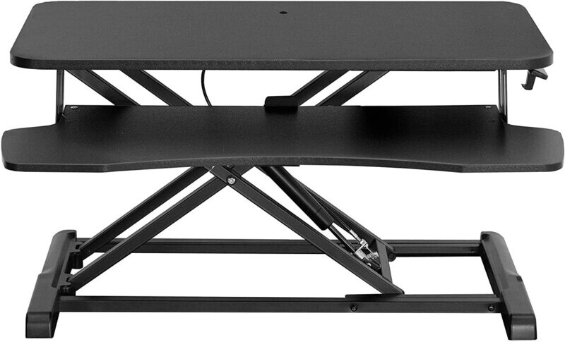 Height Adjustable Desk Stand Sit to Stand Gas Spring Riser Converter 32&quot; Wide Table Workstation Fits Dual Monitor