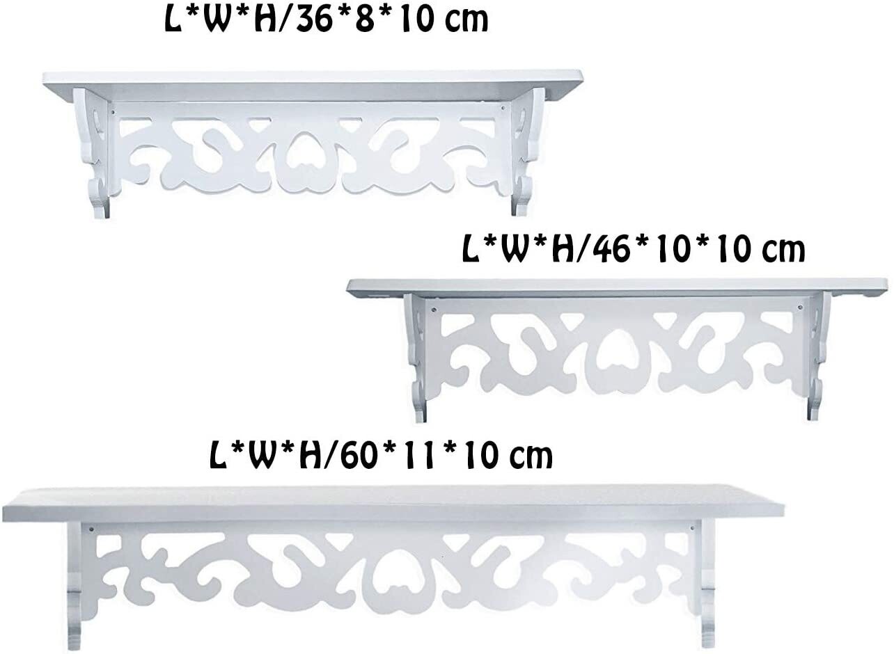 Set of 3 Floating wall shelves, great for books or collections