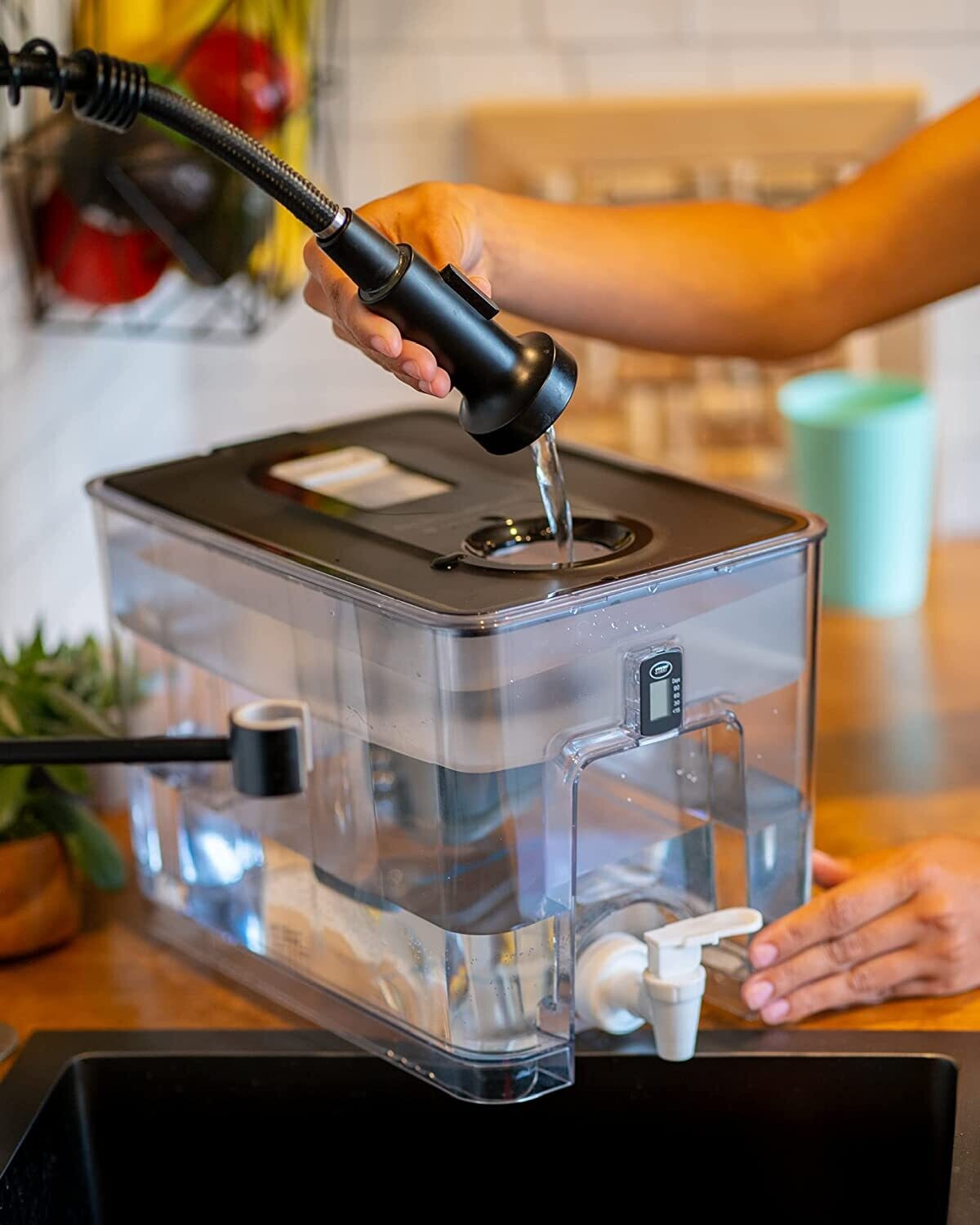 Countertop Water Filter Dispenser for Clean Drinking Water, Compact Water Filtration System