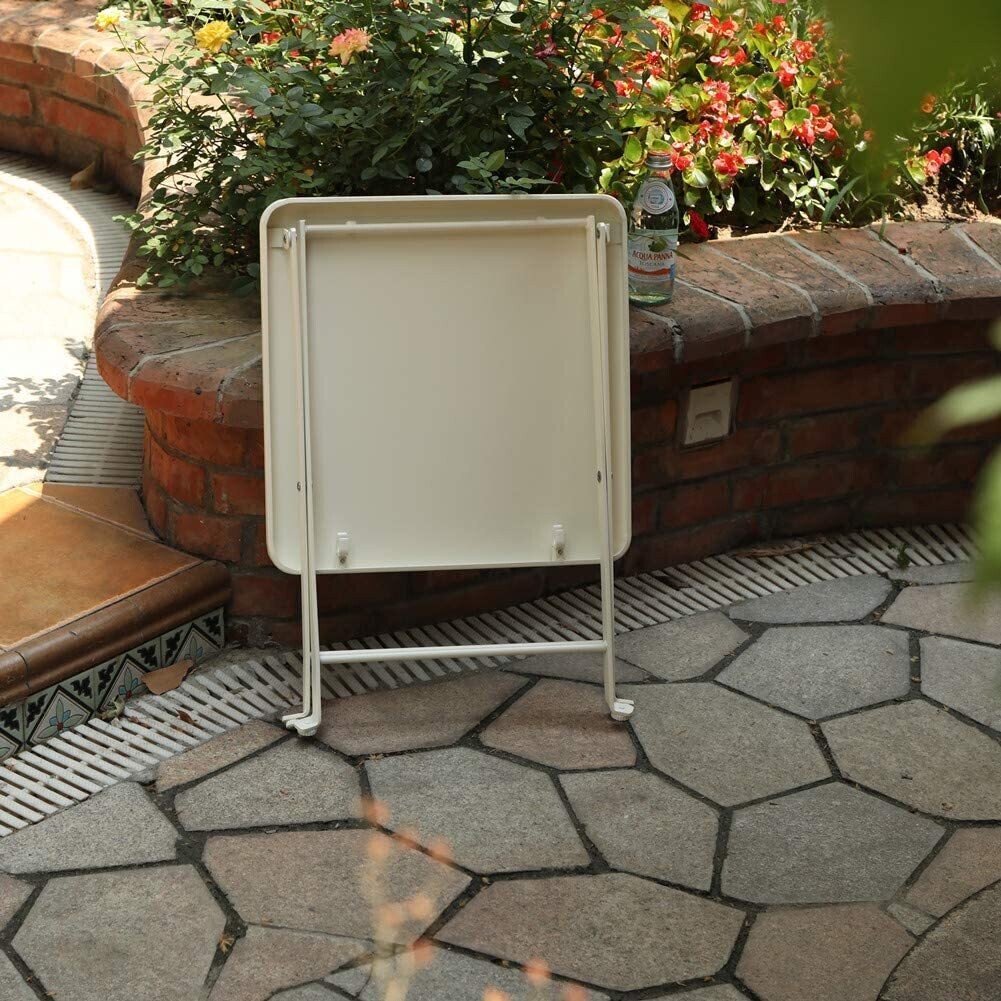 Folding Metal Square Small Side End Table, Compact Snack Table for Living Room or Bedroom
