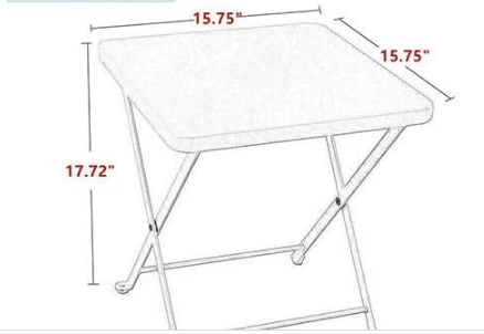 Folding Metal Square Small Side End Table, Compact Snack Table for Living Room or Bedroom