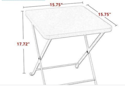Folding Metal Square Small Side End Table, Compact Snack Table for Living Room or Bedroom