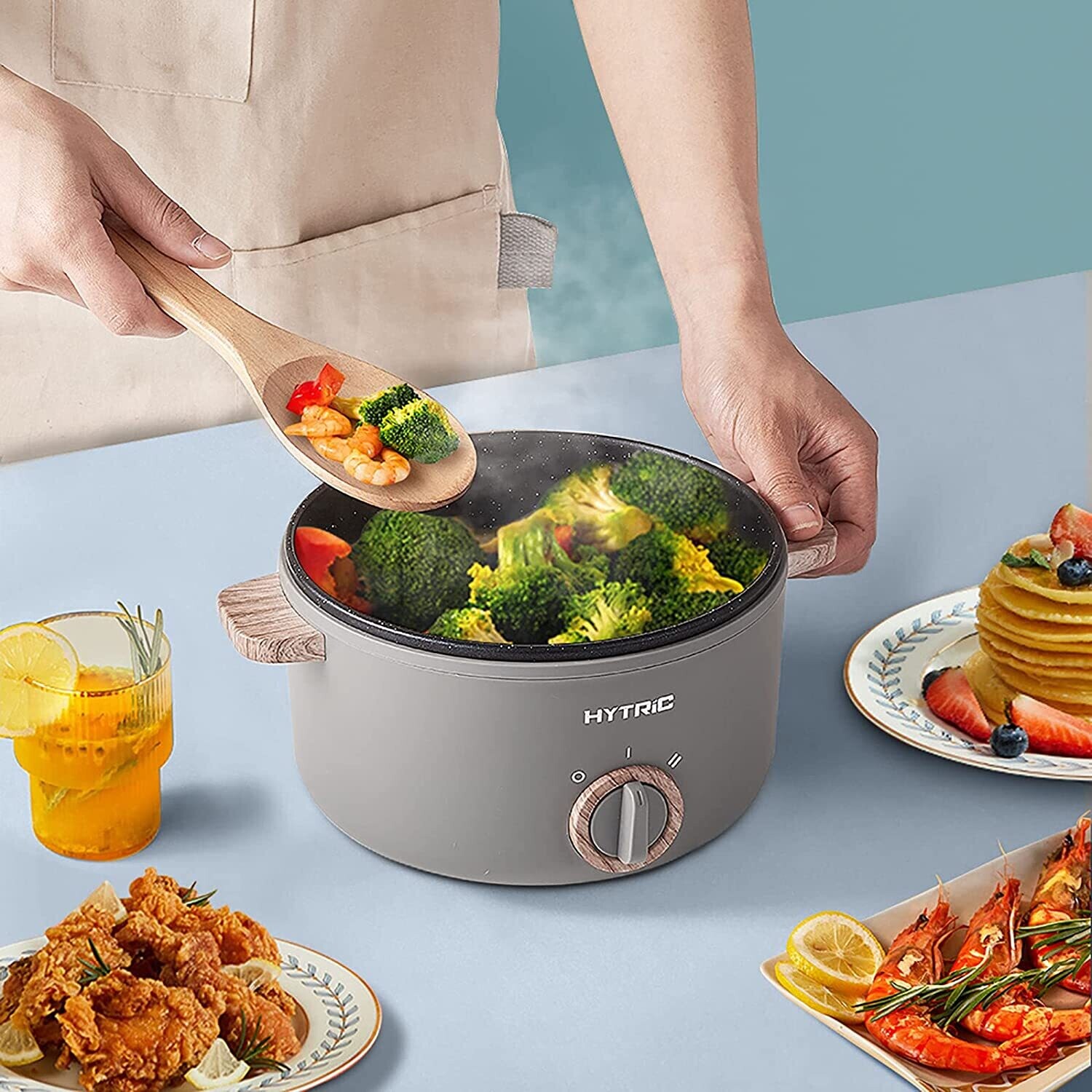 Electric Hot Pot 1.5L Portable Nonstick – Compact Electric Cooker for Hot Pot, Steaming, and Cooking Meals on the Go