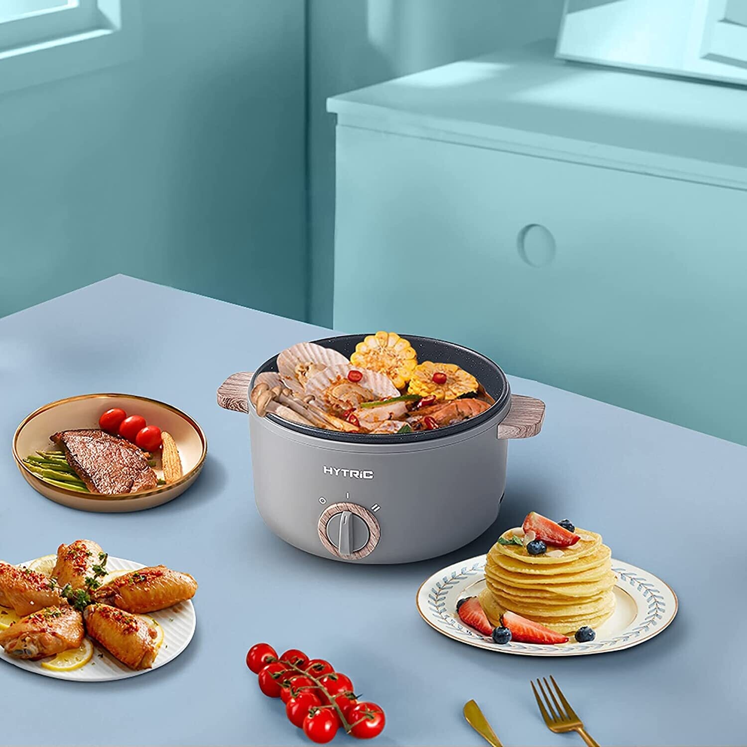 Electric Hot Pot 1.5L Portable Nonstick – Compact Electric Cooker for Hot Pot, Steaming, and Cooking Meals on the Go