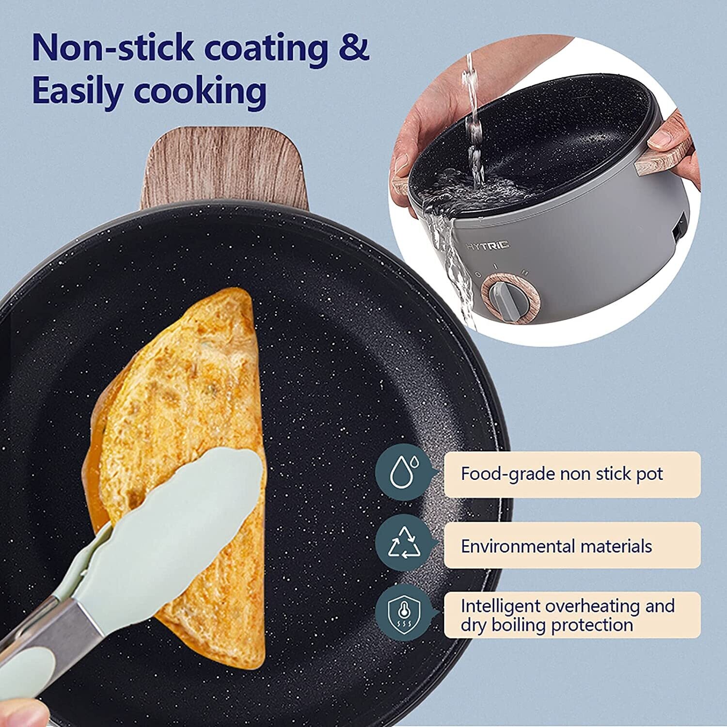 Electric Hot Pot 1.5L Portable Nonstick – Compact Electric Cooker for Hot Pot, Steaming, and Cooking Meals on the Go