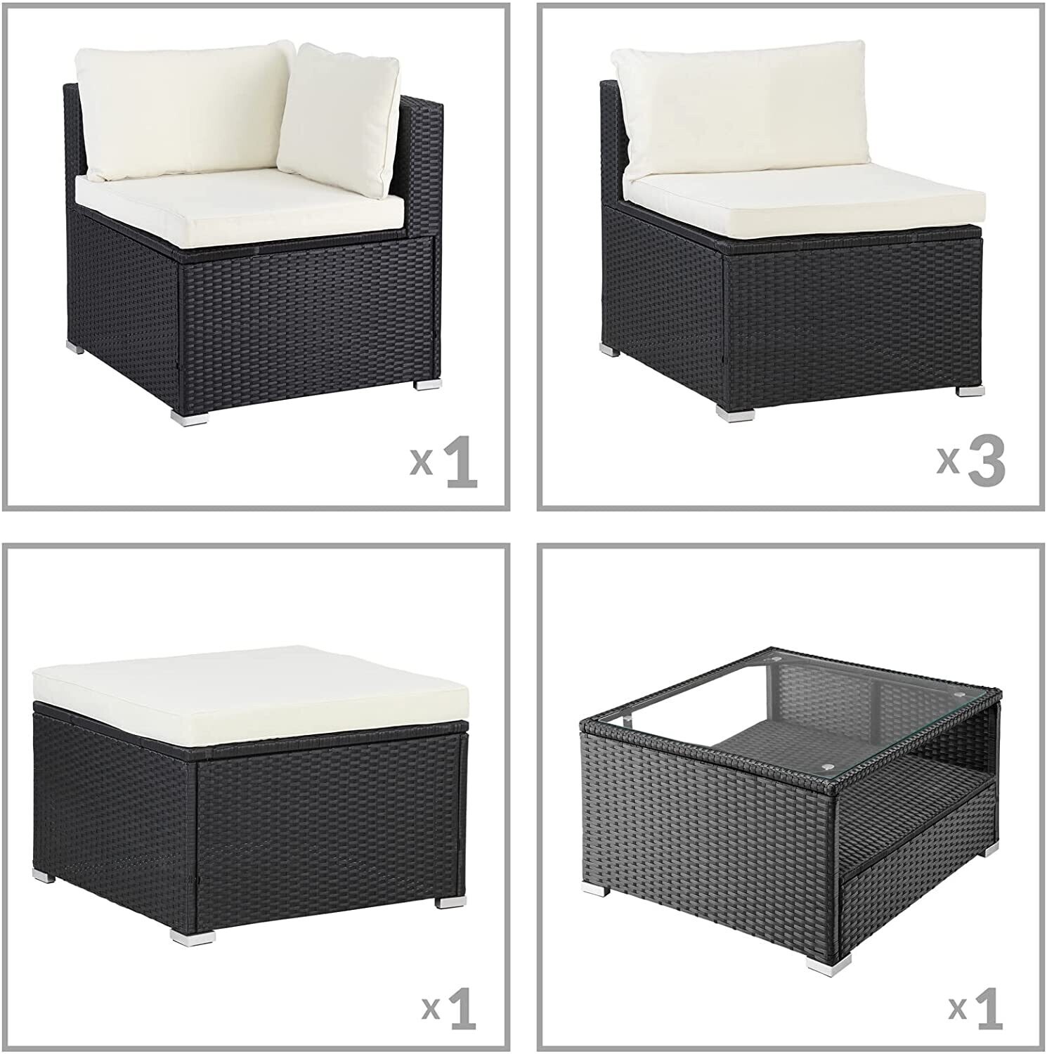 Polyrattan Lounge Set XL with Cushions