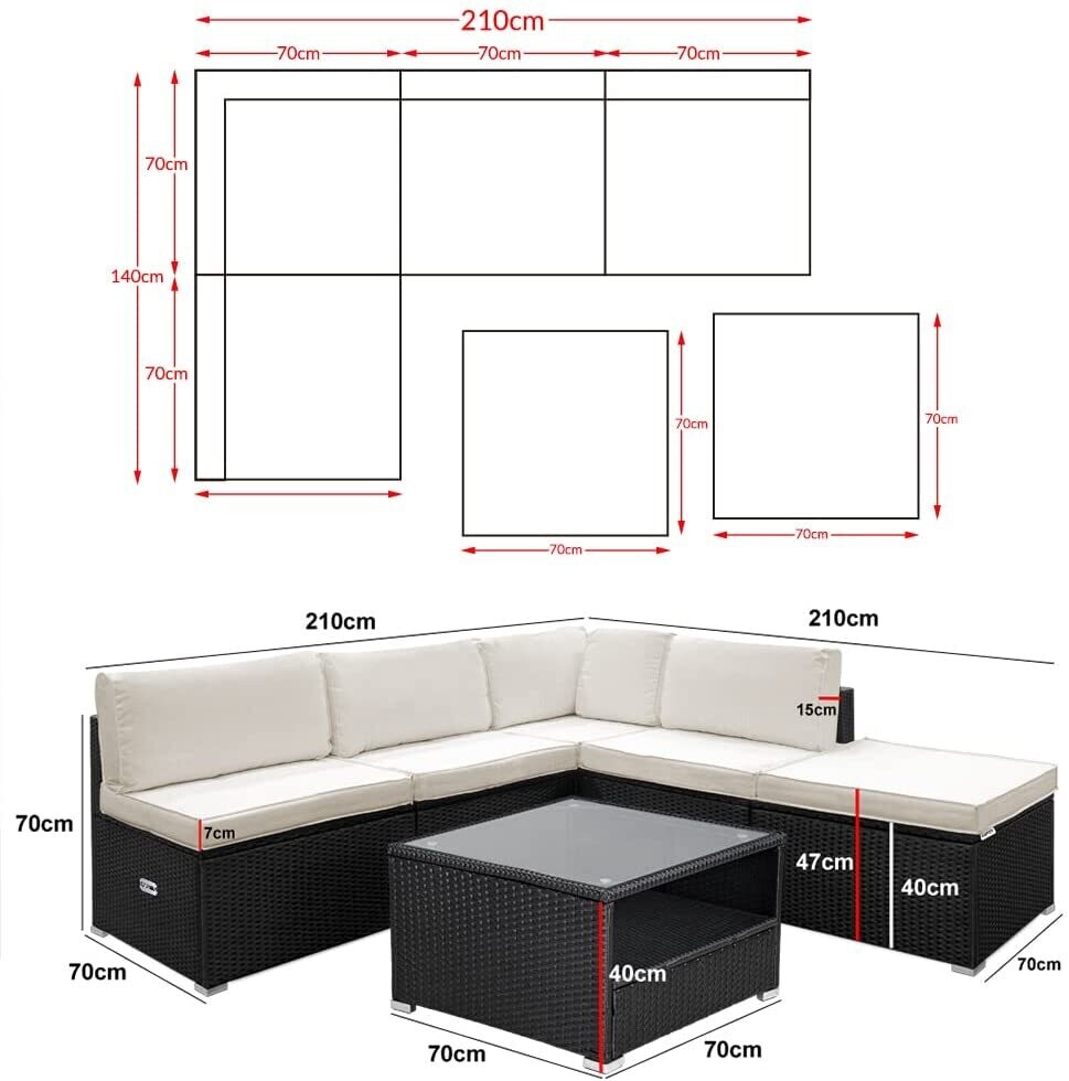 Polyrattan Lounge Set XL with Cushions