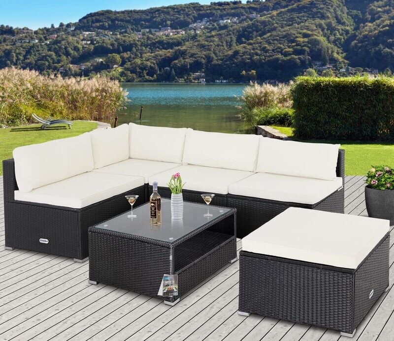 Polyrattan Lounge Set XL with Cushions