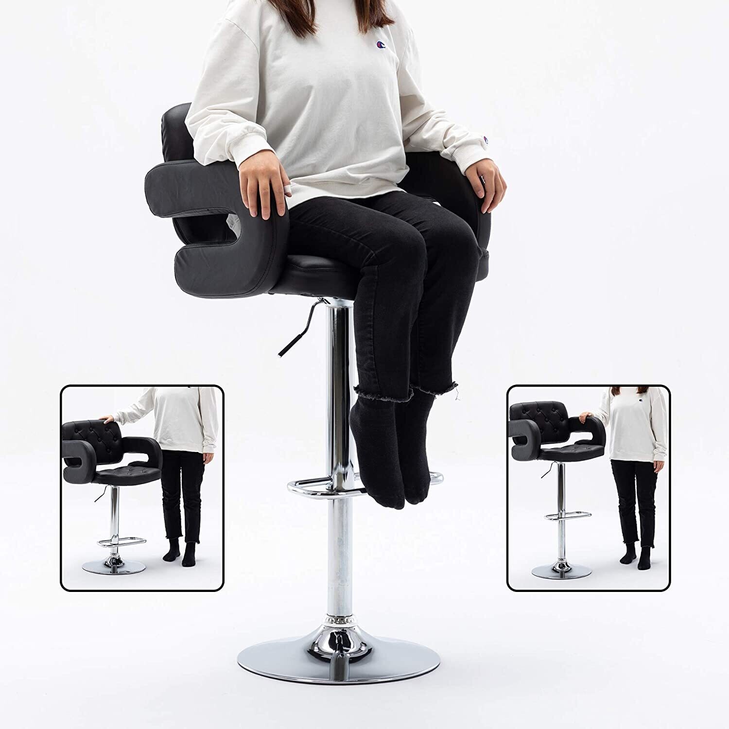 Swivel Faux Leather Breakfast Stool