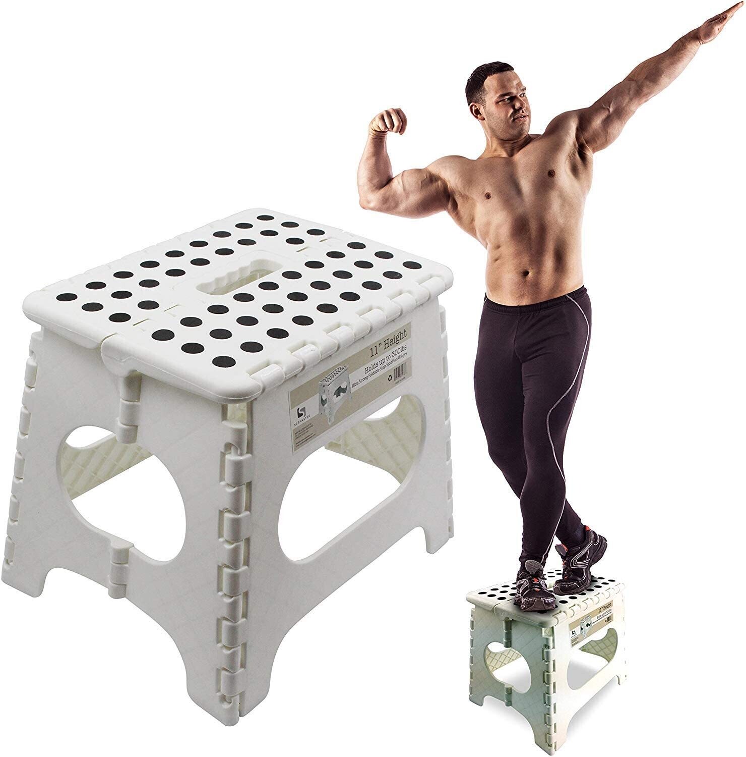 Super Strong Folding Step Stool - 11&quot; Height - Holds