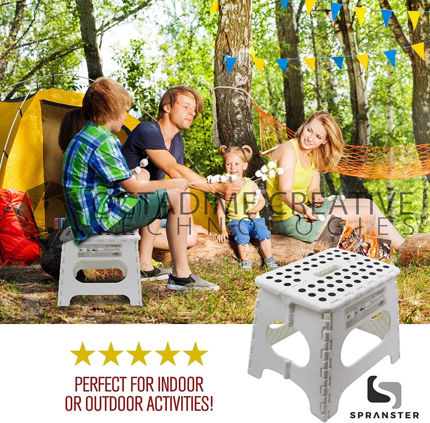 Super Strong Folding Step Stool - 11&quot; Height - Holds