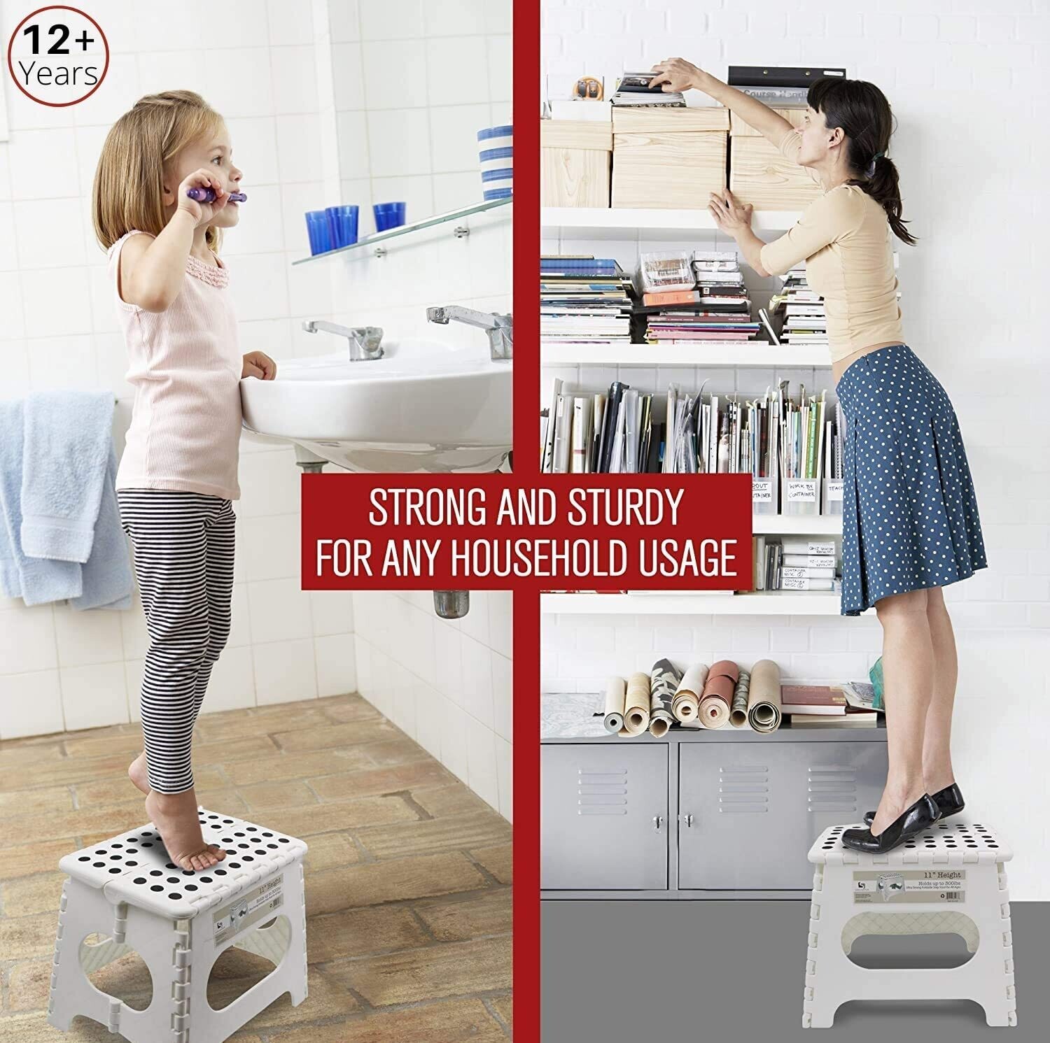 Super Strong Folding Step Stool - 11&quot; Height - Holds