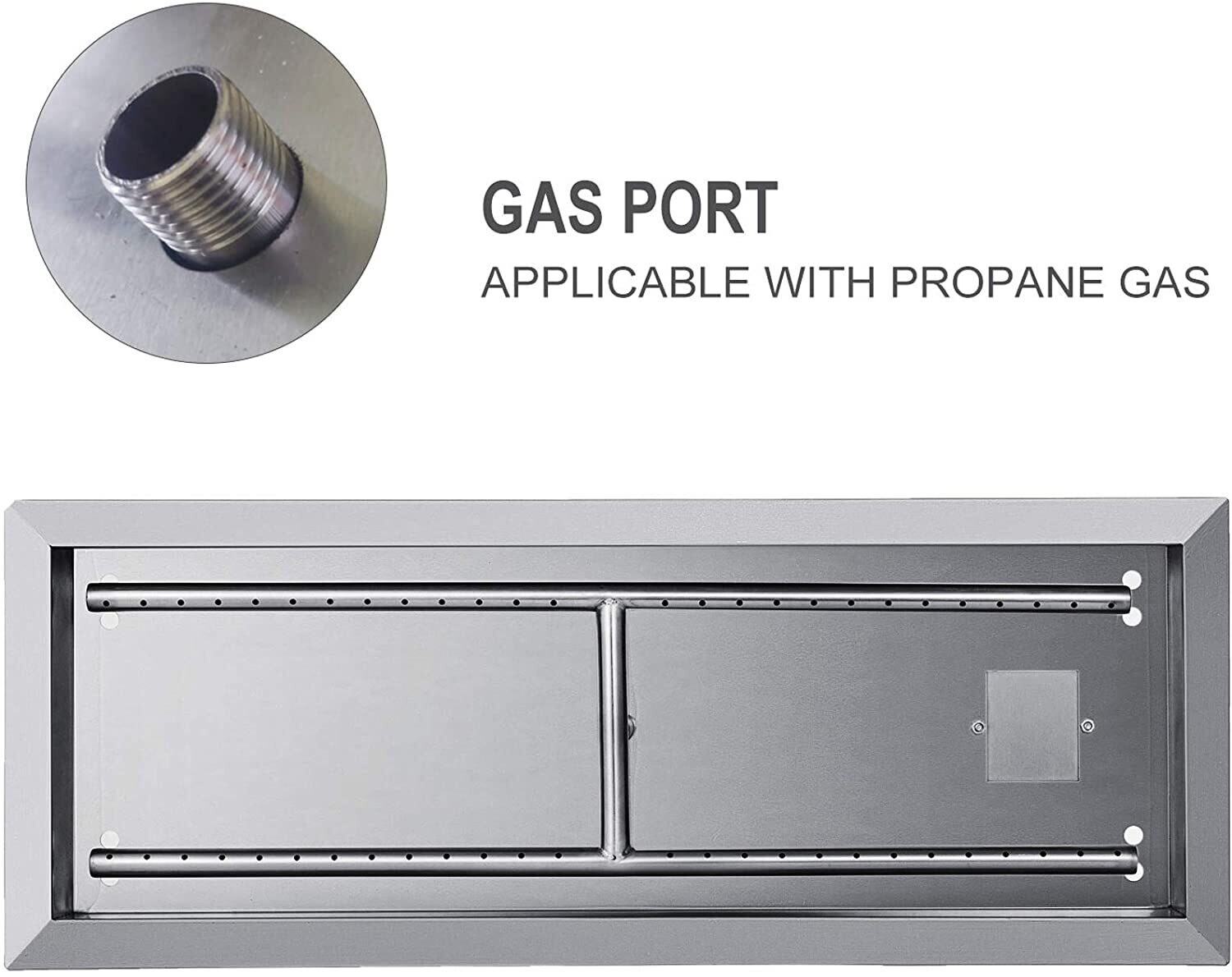 LBS Stainless Steel Fill in Pan Linear Fire Pit Pan Metal Square Burner Heater