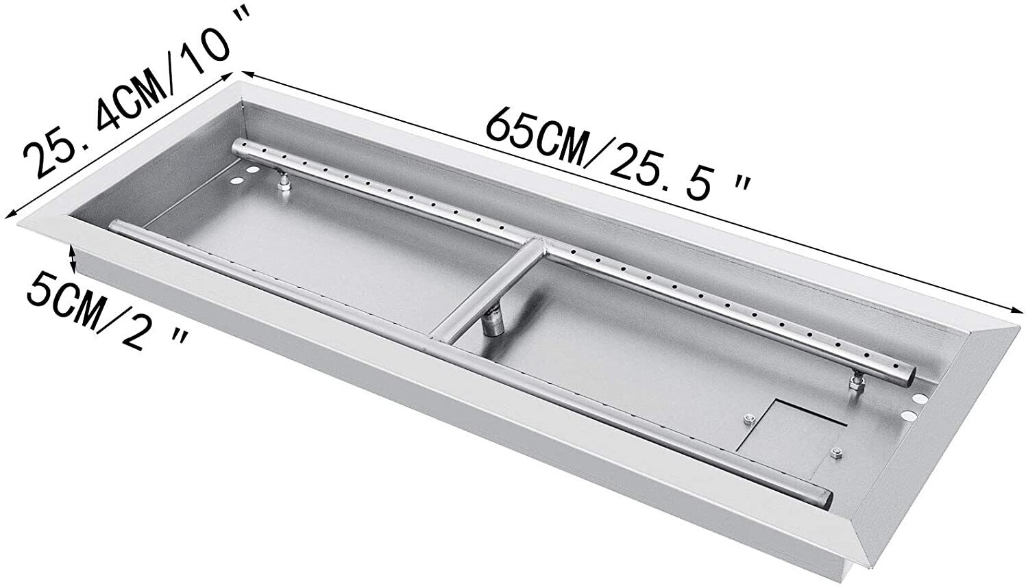 LBS Stainless Steel Fill in Pan Linear Fire Pit Pan Metal Square Burner Heater