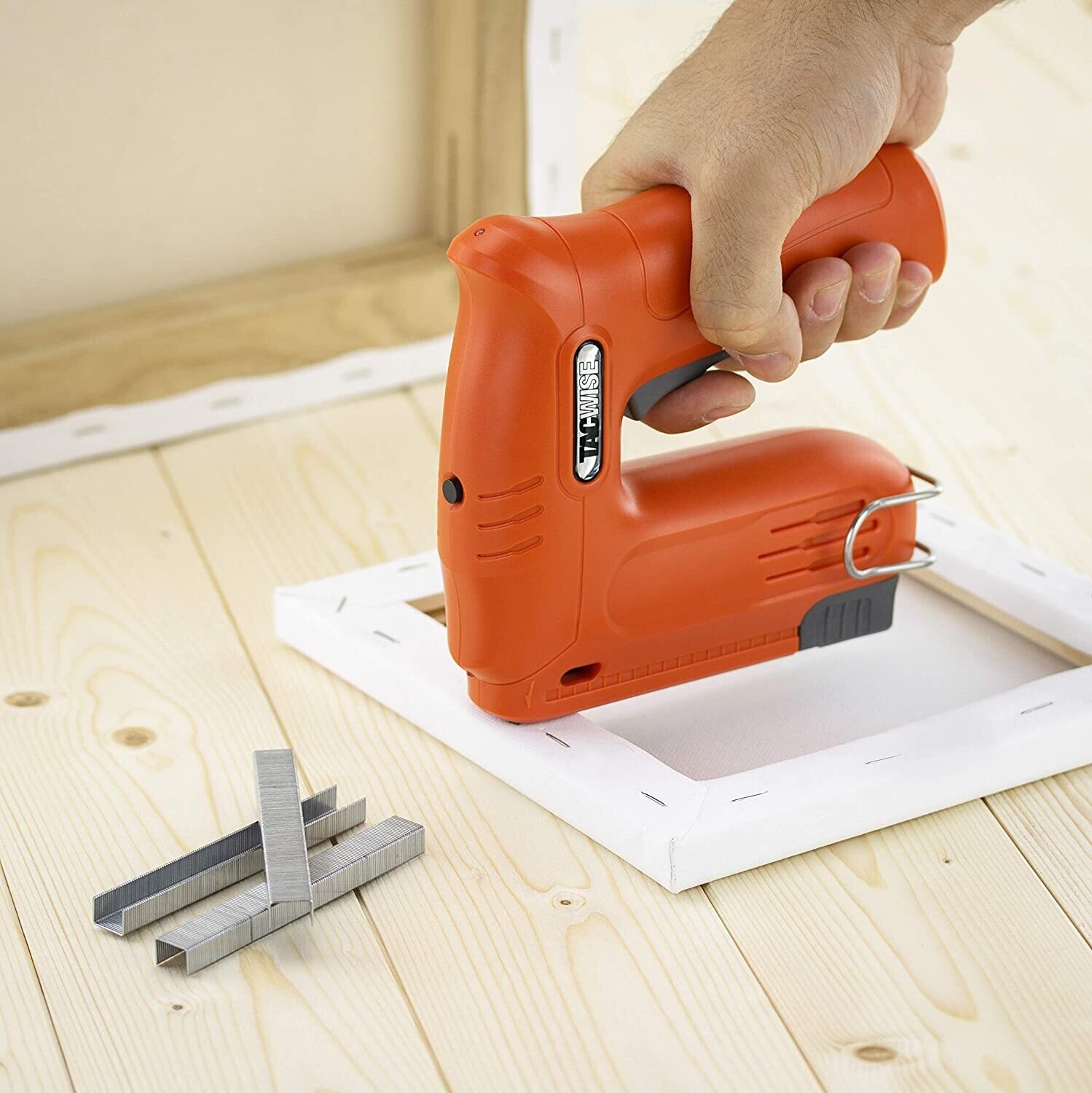 Cordless 4V Nail Gun with Storage Bag, 2000 Staples, High Power and Portable Stapler for Home and Office Use