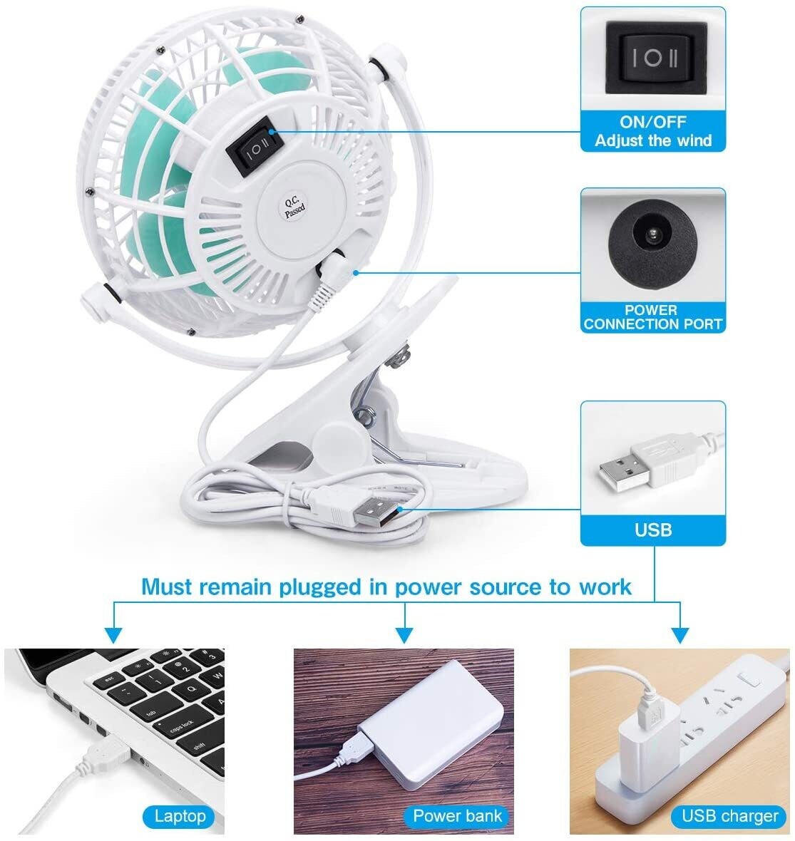 Small USB Clip and Desktop Fans 4 Inch