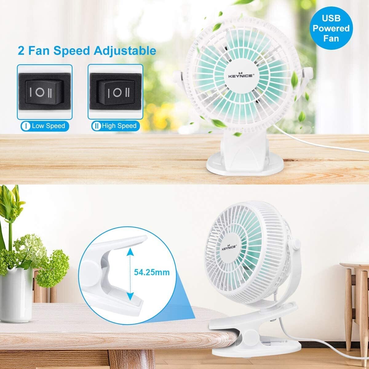 Small USB Clip and Desktop Fans 4 Inch