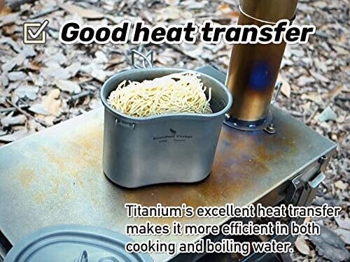 Titanium Cooking Pot Portable Camping Pots and Pans Set Canteen Mess Kit Bushcraft Equipment for Outdoor Hiking Backpacking