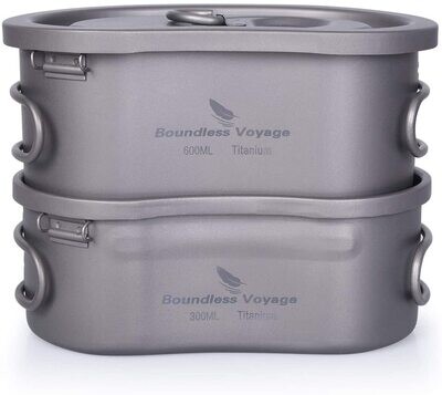 Titanium Cooking Pot Portable Camping Pots and Pans Set Canteen Mess Kit Bushcraft Equipment for Outdoor Hiking Backpacking