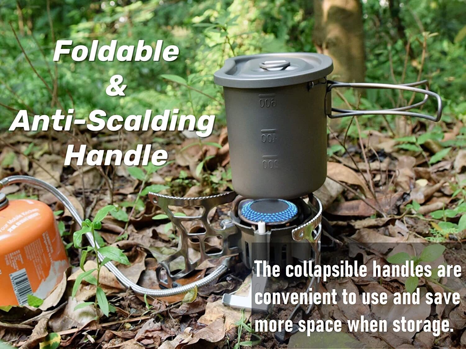 Titanium Cooking Pot Portable Camping Pots and Pans Set Canteen Mess Kit Bushcraft Equipment for Outdoor Hiking Backpacking
