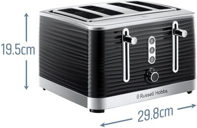 Inspire High Gloss Plastic Four Slice Toaster for Stylish and Efficient Toasting with Adjustable Settings