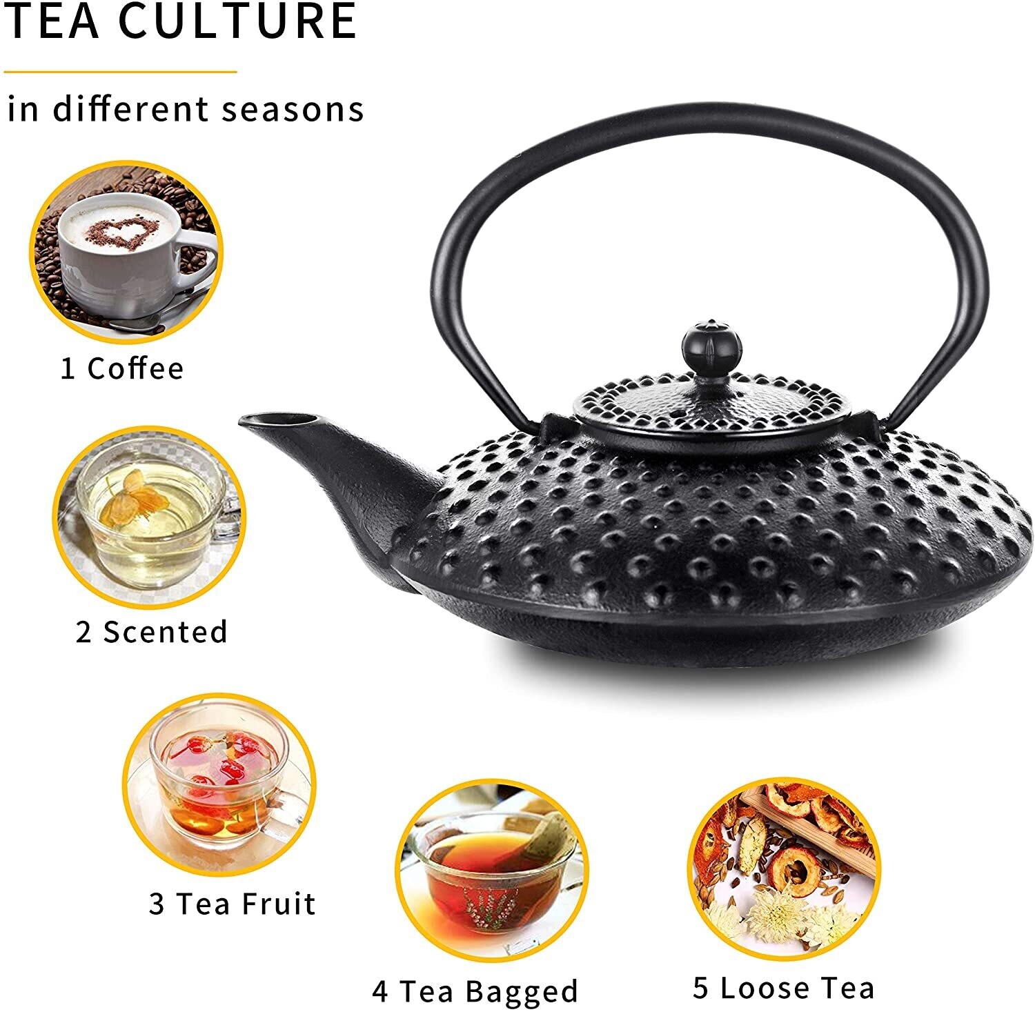 Japanese Cast Iron Teapot with Stainless Steel Infuser for Premium Tea Brewing and Elegant Serving