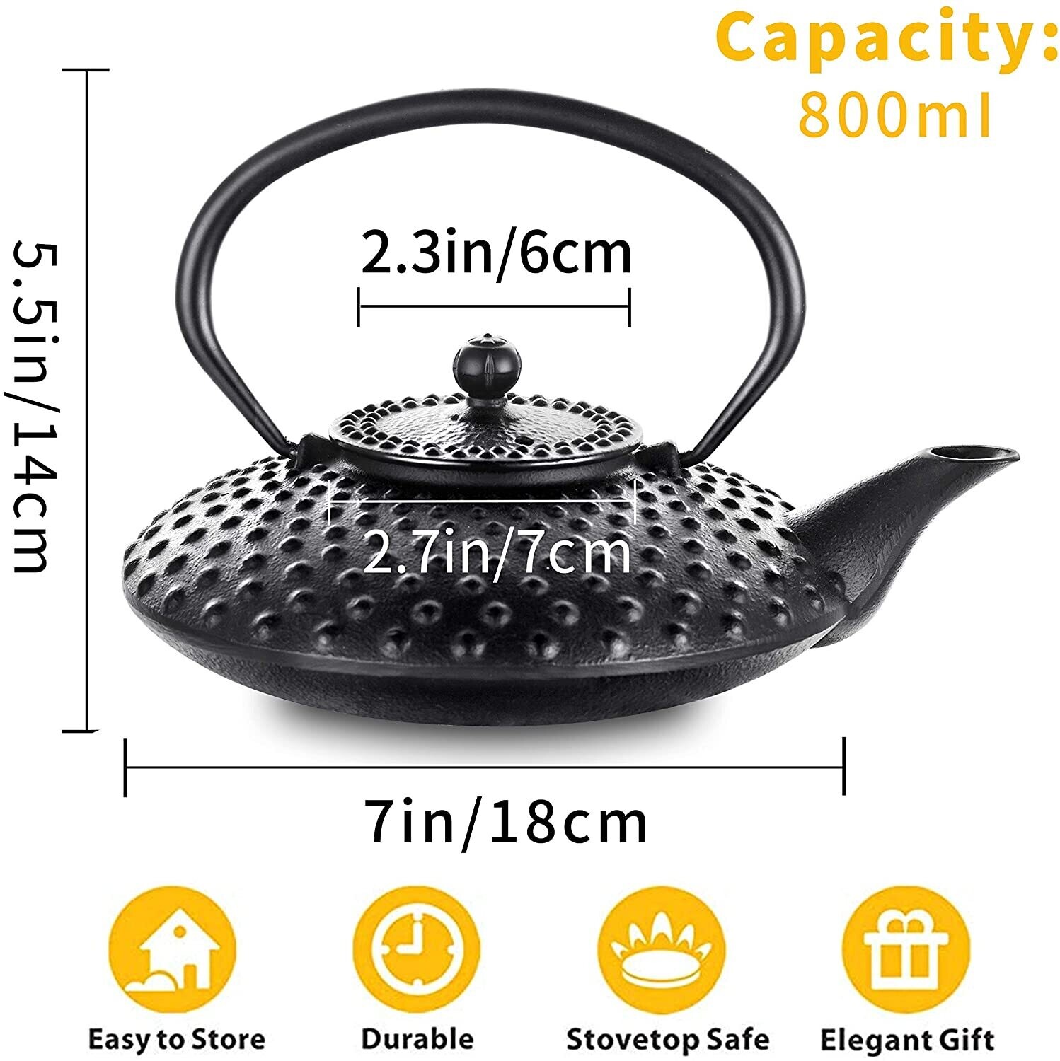 Japanese Cast Iron Teapot with Stainless Steel Infuser for Premium Tea Brewing and Elegant Serving