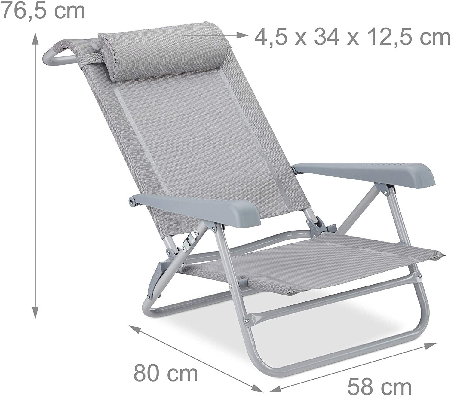 Folding Deck Chair with Neck Cushion for Comfortable Outdoor Relaxation