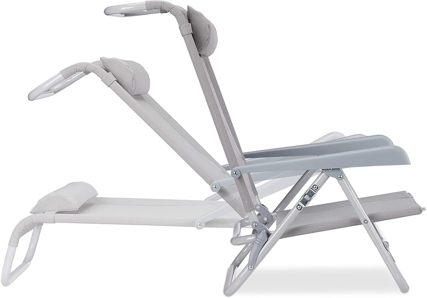 Folding Deck Chair with Neck Cushion for Comfortable Outdoor Relaxation