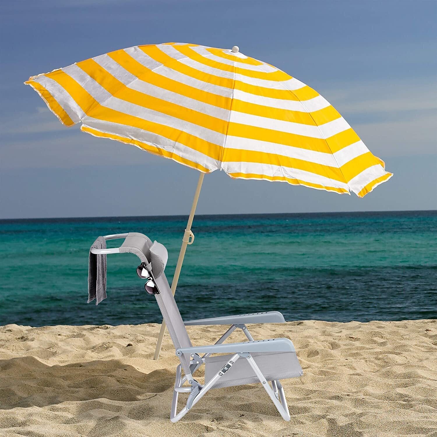 Folding Deck Chair with Neck Cushion for Comfortable Outdoor Relaxation