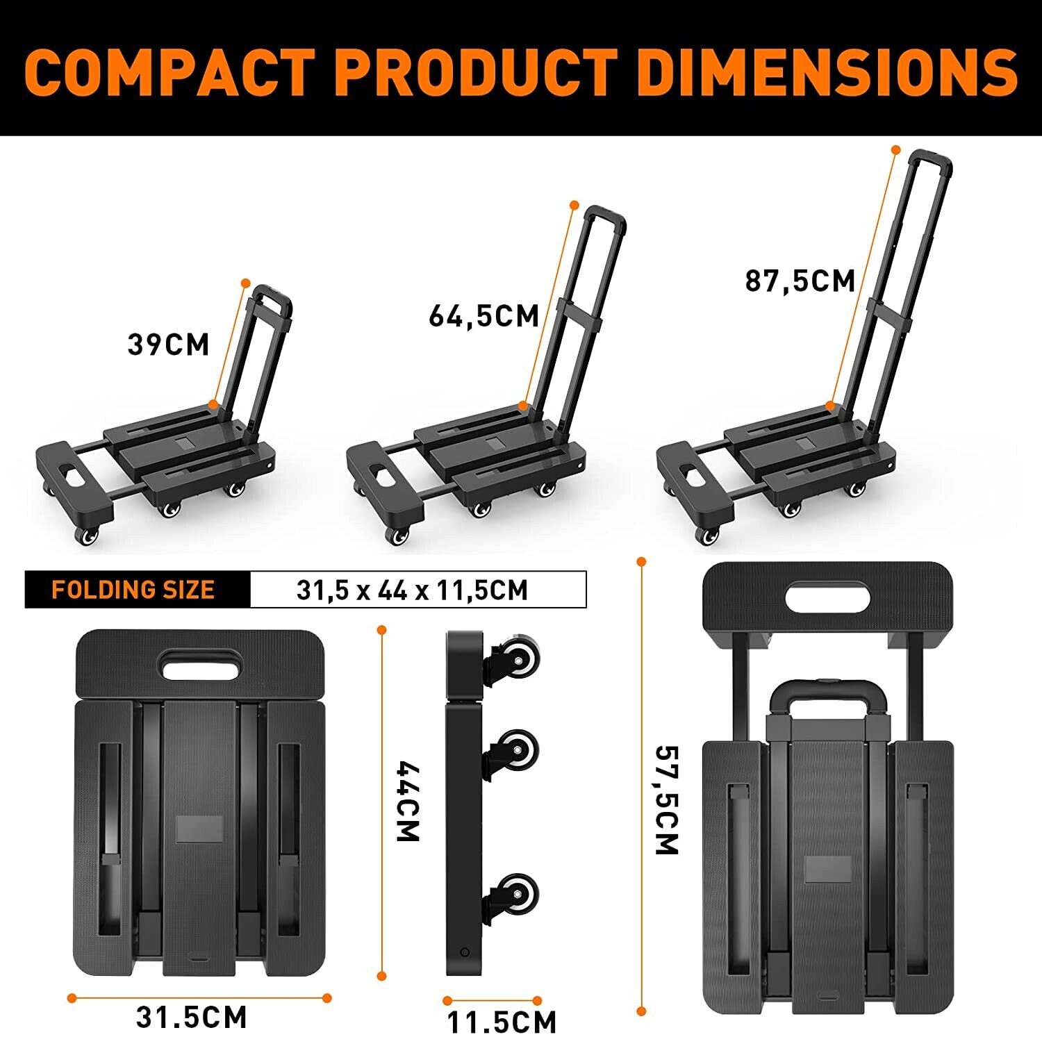 Folding Hand Truck with 6 Wheels for Heavy Duty and Easy Transport