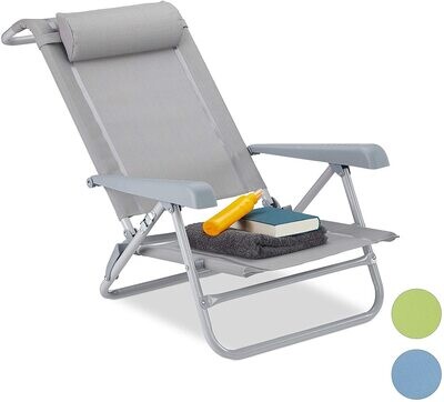 Folding Deck Chair with Neck Cushion for Comfortable Outdoor Relaxation