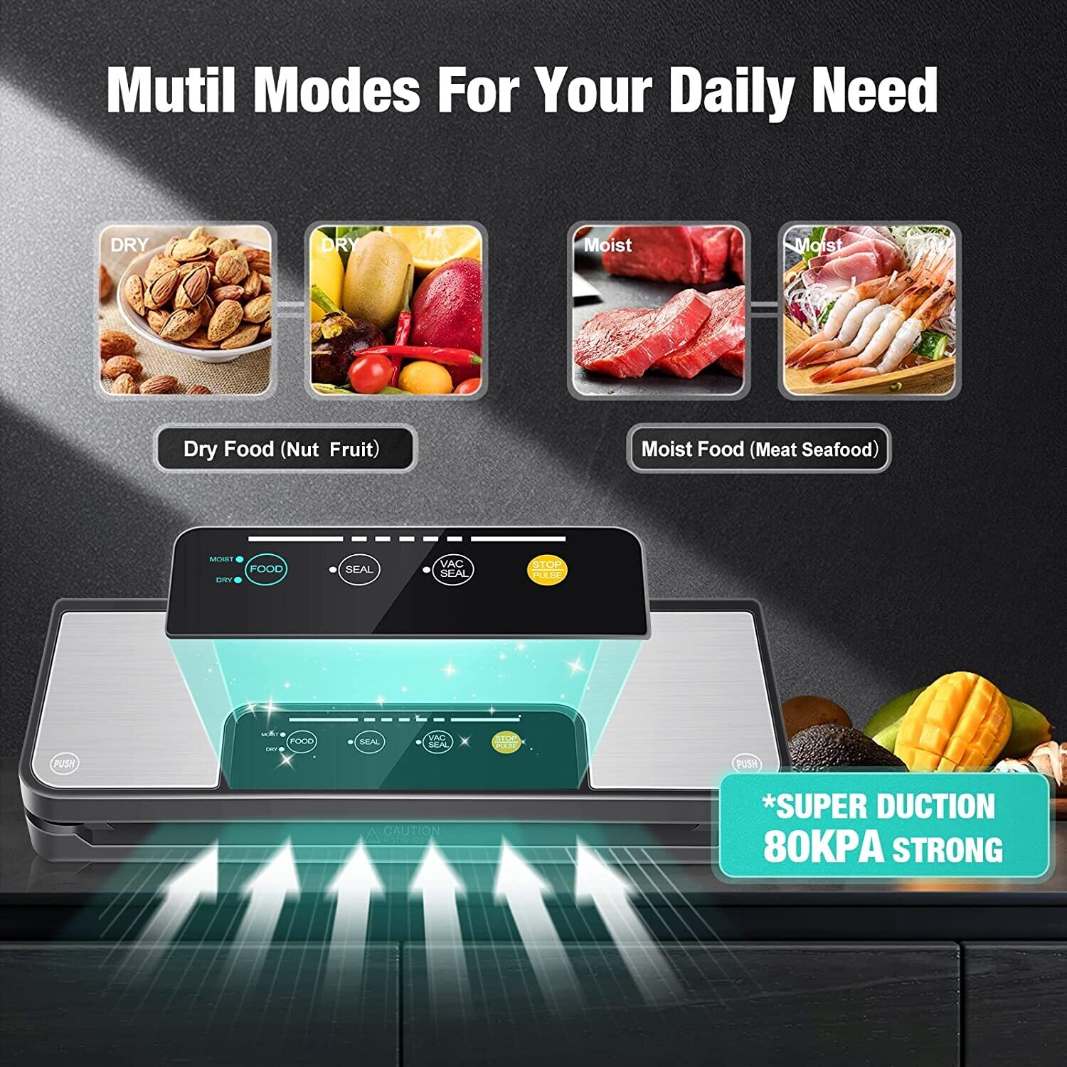 Stainless Steel Vacuum Sealer Foil Sealer for Dry and Wet Food