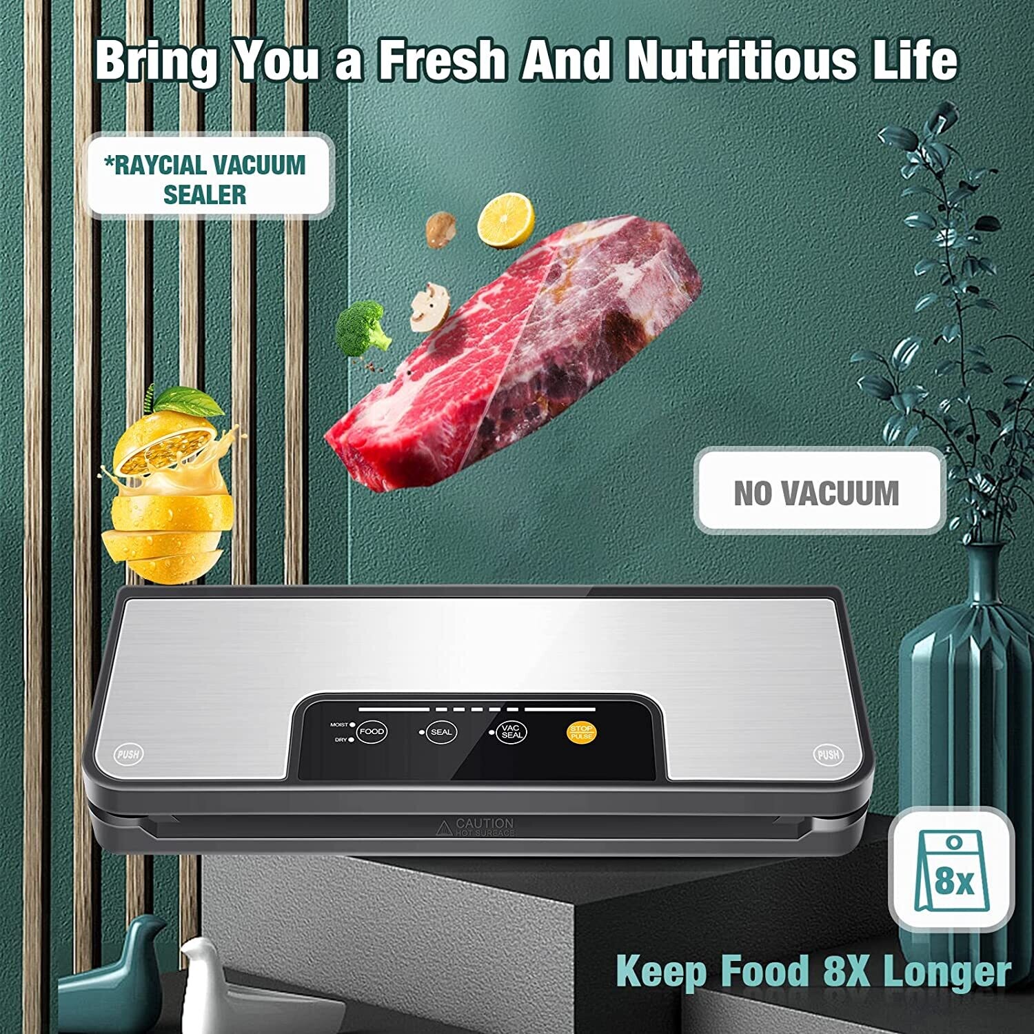 Stainless Steel Vacuum Sealer Foil Sealer for Dry and Wet Food