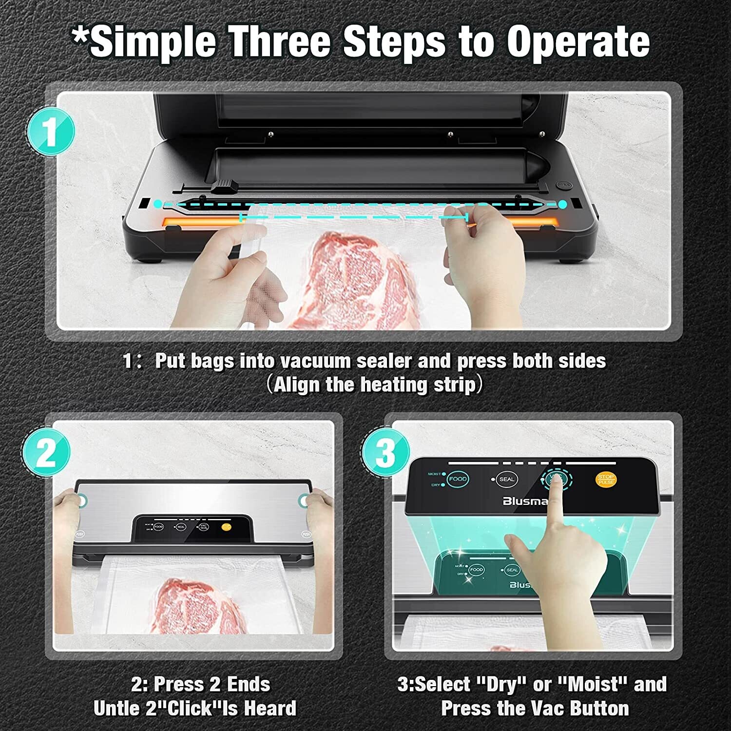 Stainless Steel Vacuum Sealer Foil Sealer for Dry and Wet Food